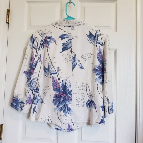 Vintage Emma James by Liz Claiborne Floral Linen Jacket - Picture 3 of 4